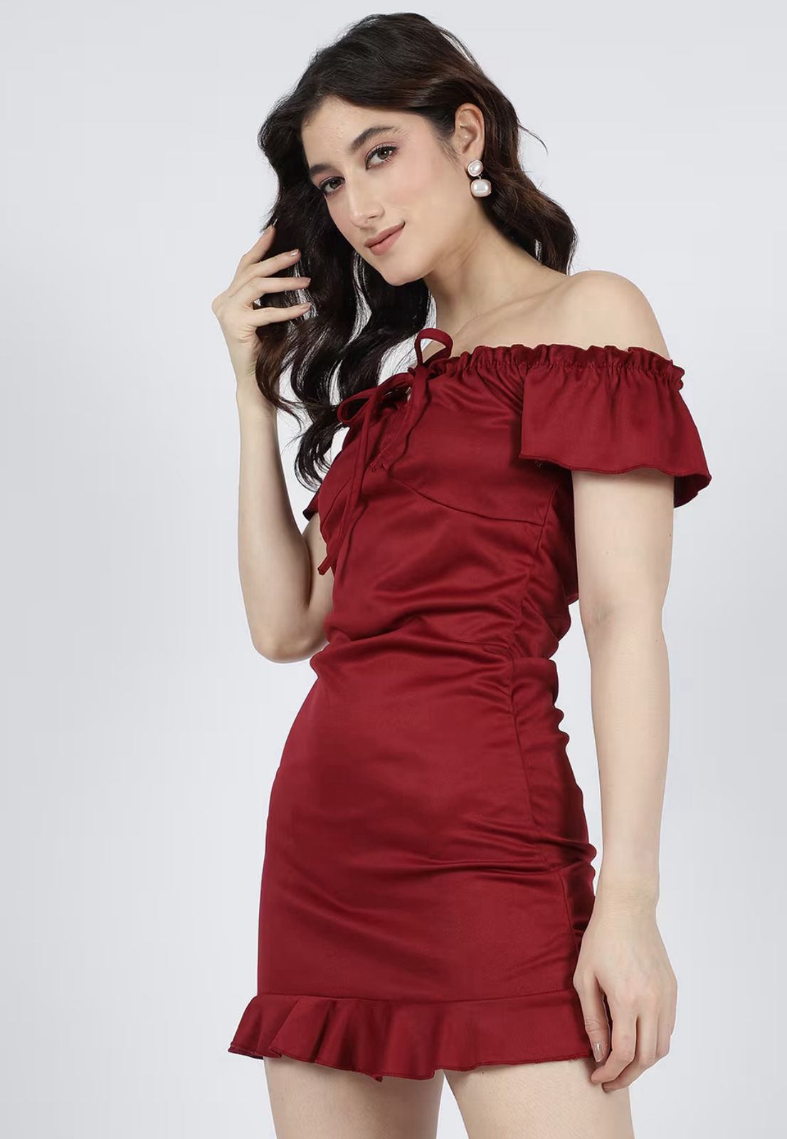 Off Shoulder Ruched Bodycon Mini Dress