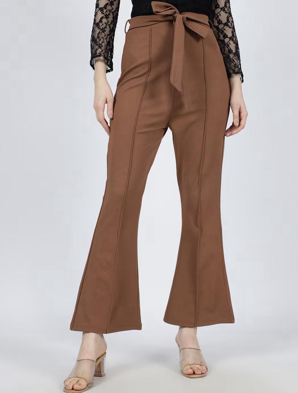 Ankle Lenth High Rise Boot Fit Pants With Belt