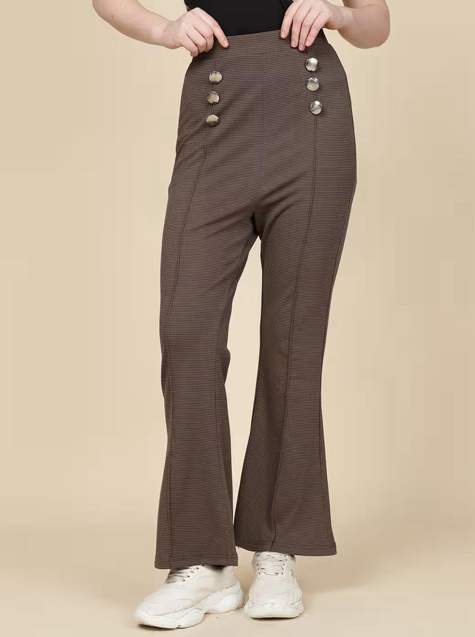 Full Length Button Detail Pintuck Boot Fit Pant