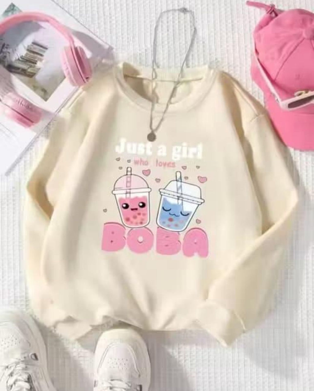 Girl's English Print Round Neck Sweatshirts