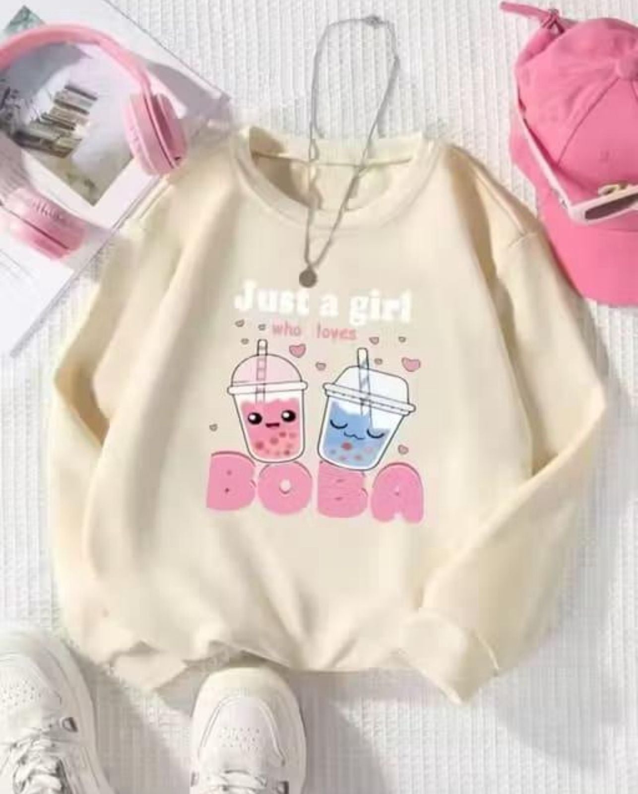 Girl's English Print Round Neck Sweatshirts