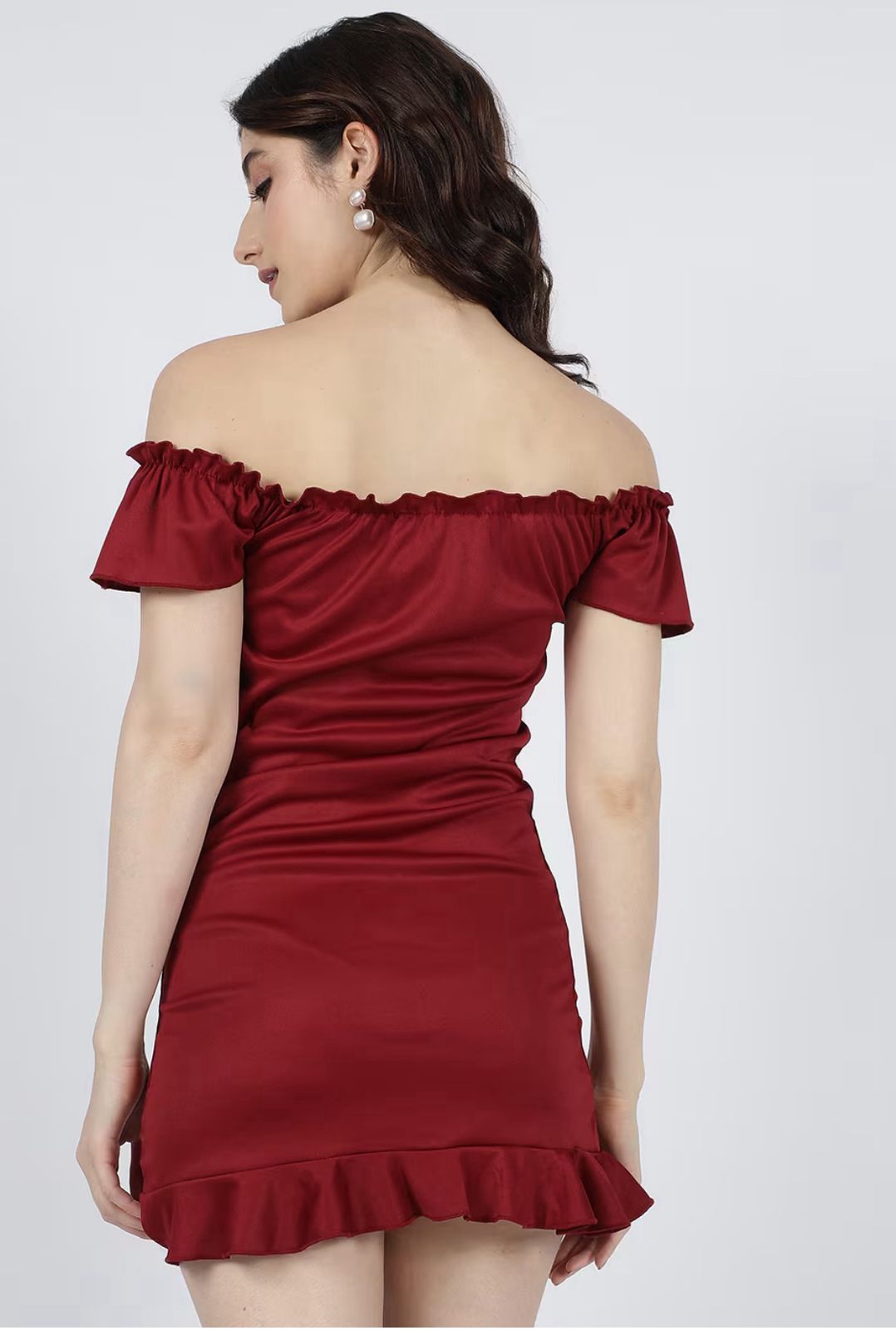 Off Shoulder Ruched Bodycon Mini Dress