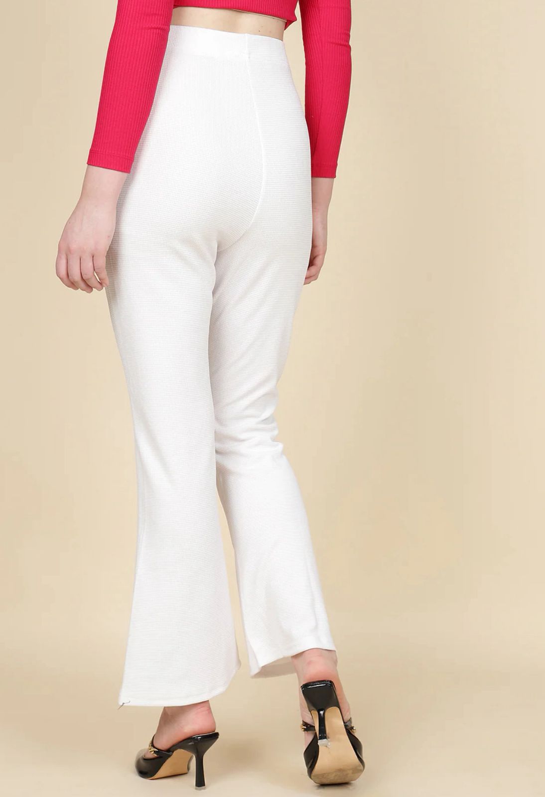 Ankle Length High Rise Pintuck Boot Fit Trousers