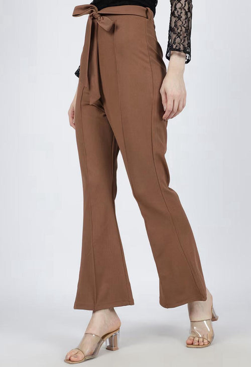 Ankle Lenth High Rise Boot Fit Pants With Belt