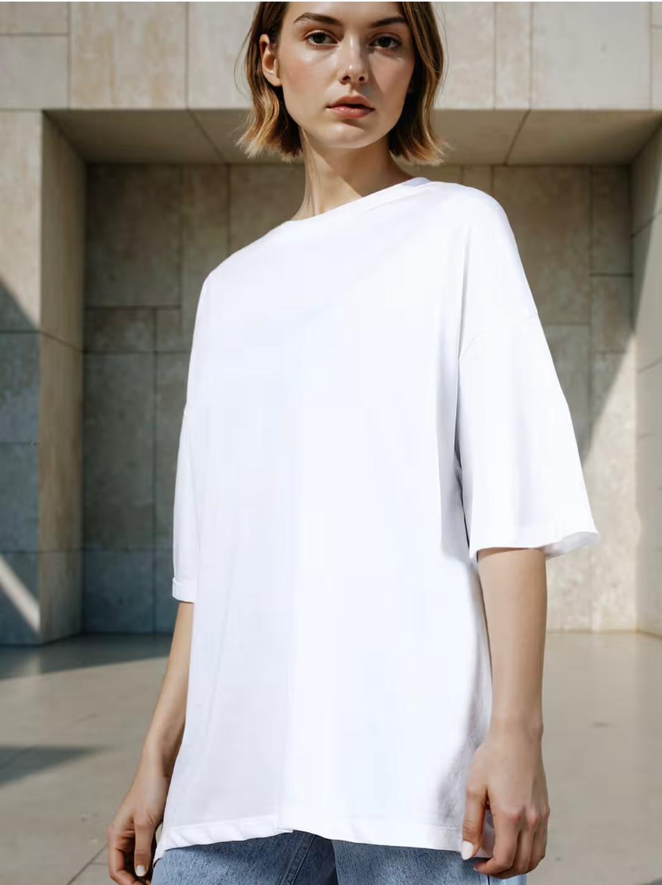 Drop Shoulder Typographic Back Print Oversized Fit Tshirt