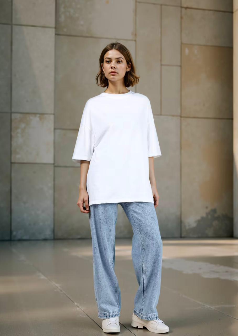 Drop Shoulder Typographic Back Print Oversized Fit Tshirt