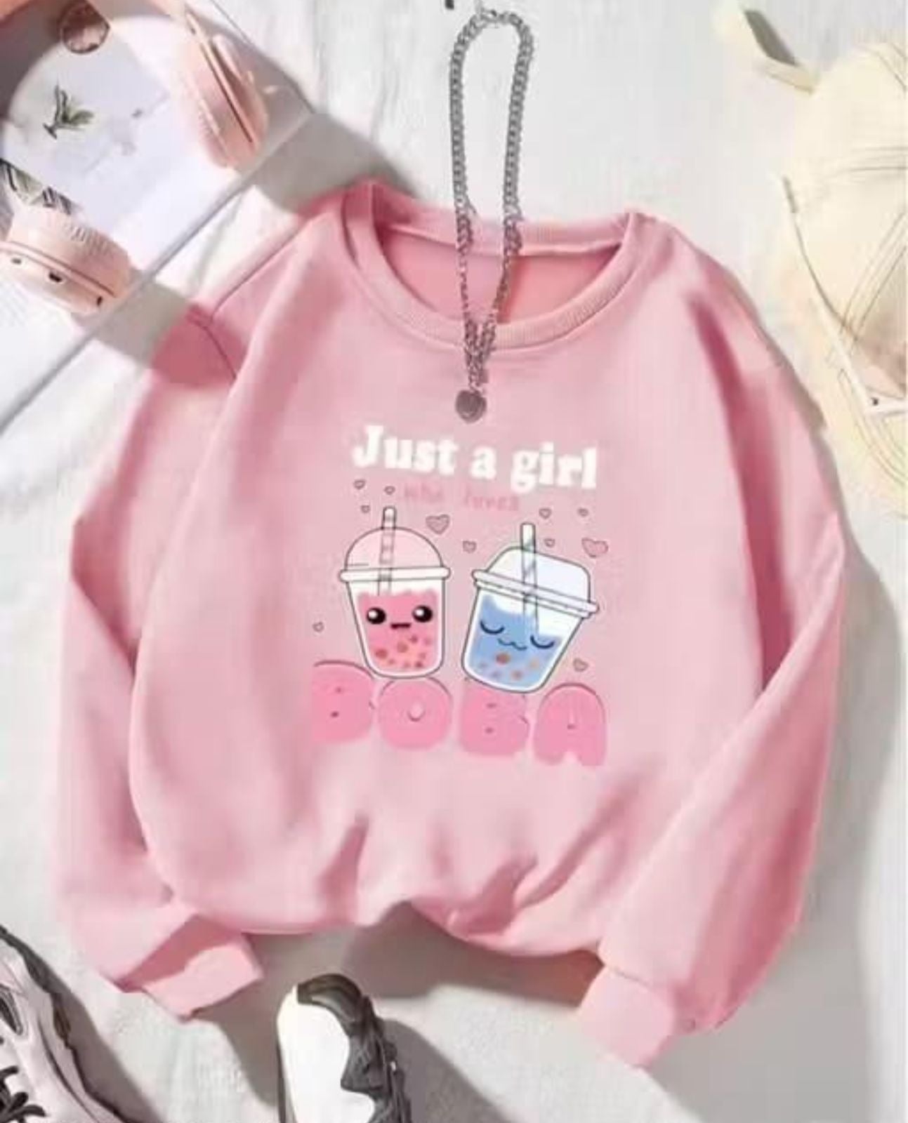 Girl's English Print Round Neck Sweatshirts